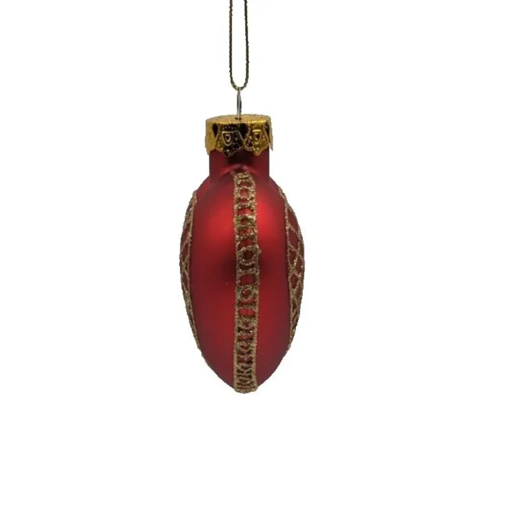 Red Heart Shaped Ornament with‎ Gold Glitter Net Design